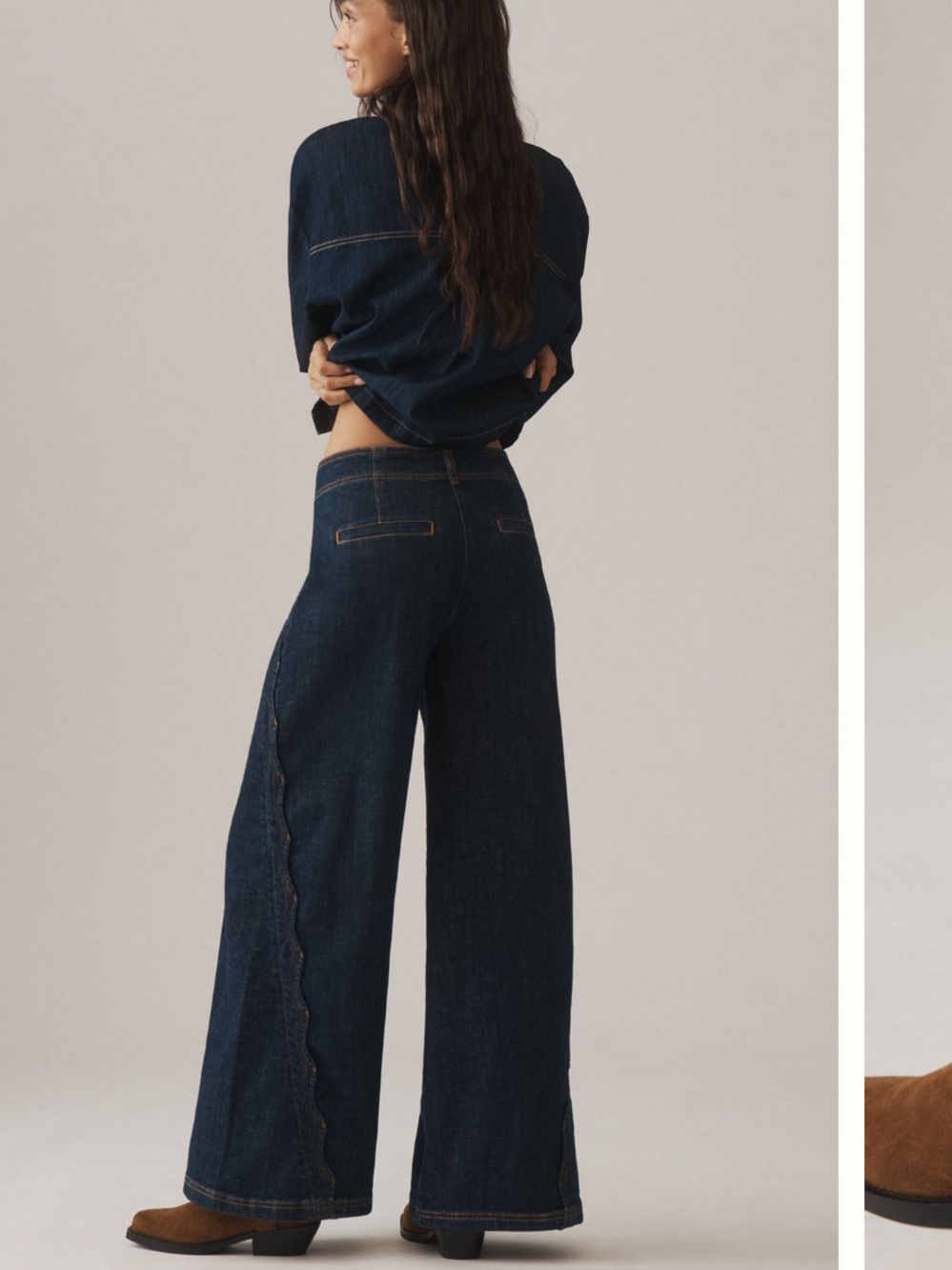 Maeve Scallop High-Rise Wide-Leg Jeans